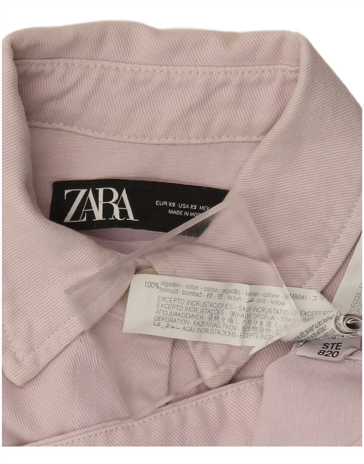 Zara Veste en jean courte surdimensionnée pour femme UK 6 XS Coton rose