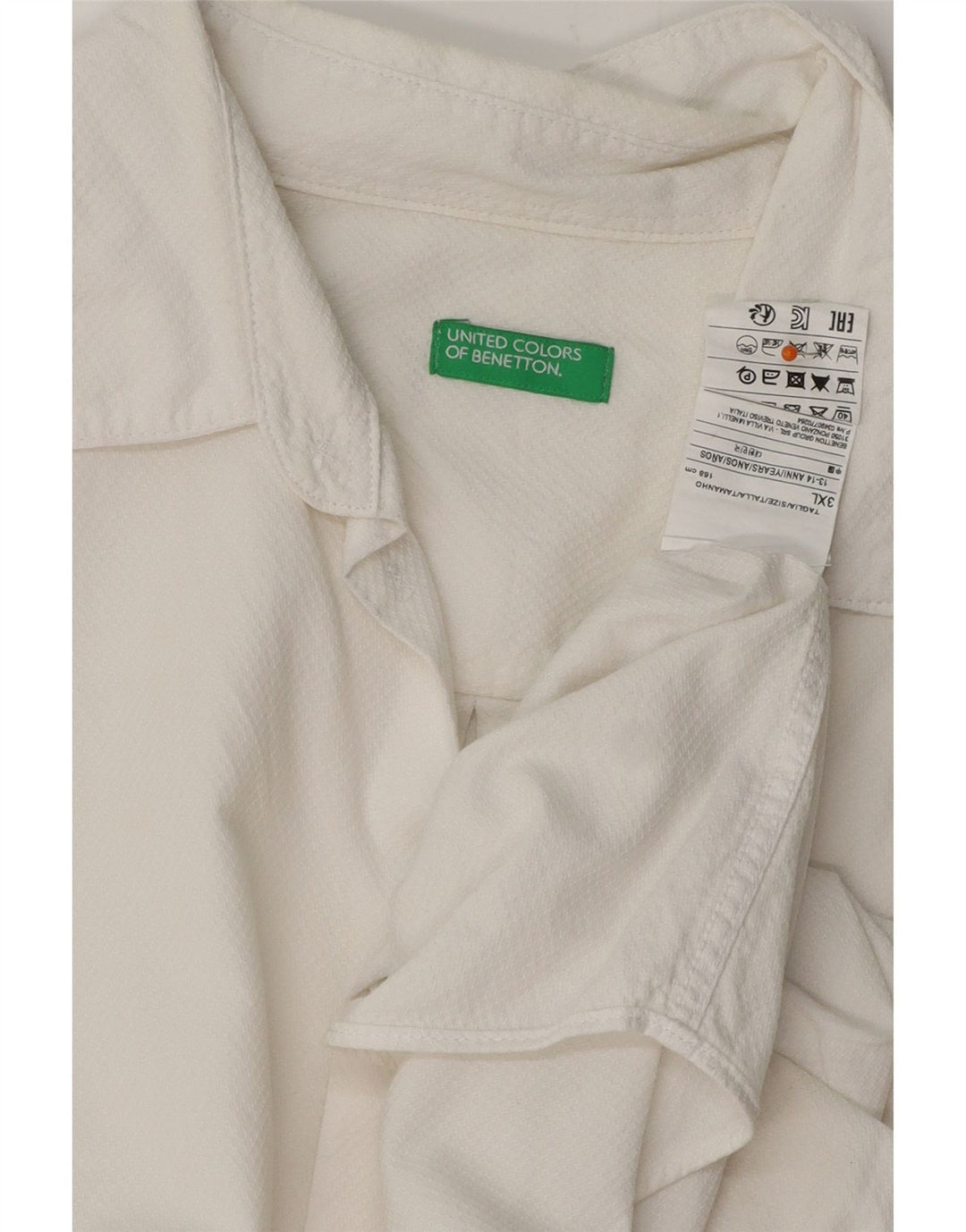 BENETTON Chemise Garçon 13-14 ans 3XL Blanc Coton