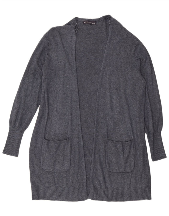 MARKS & SPENCER Pull cardigan ouvert long pour femme UK 16 Large Bleu