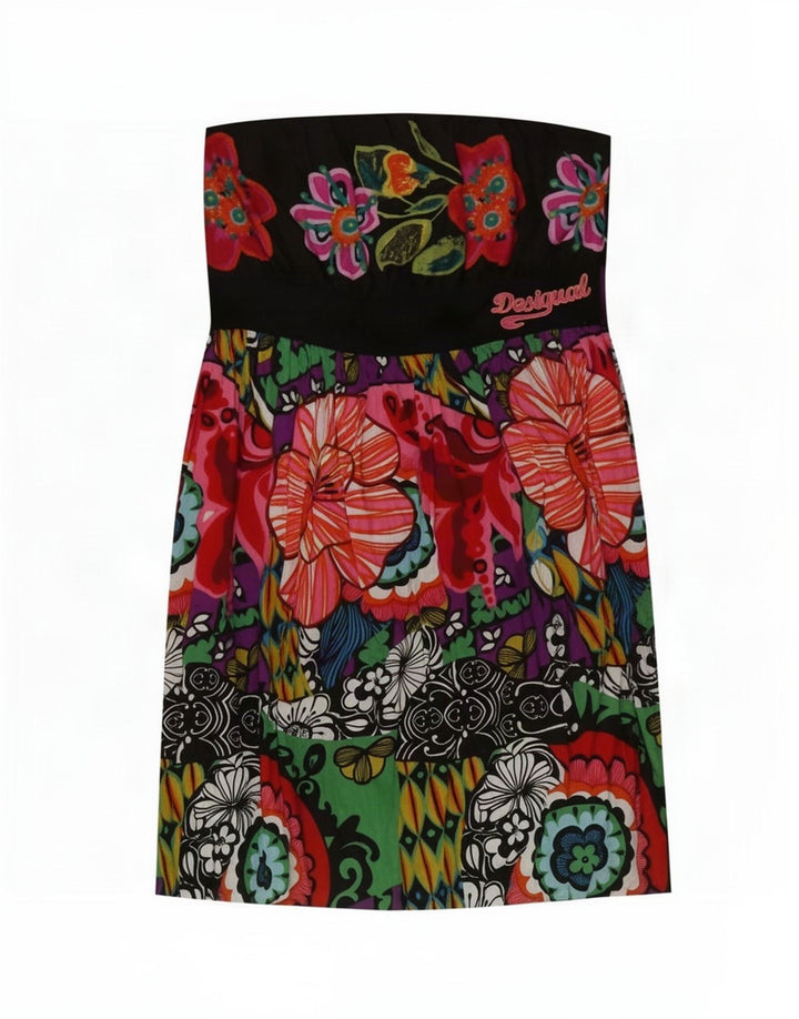 Desigual Femme Mini Robe Bustier EU 42 Grand Floral Multicolore