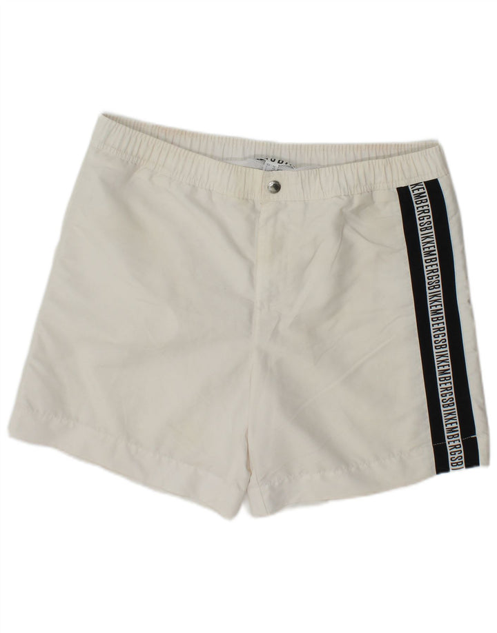 Bikkembergs Short de bain graphique pour homme en polyester blanc Taille L