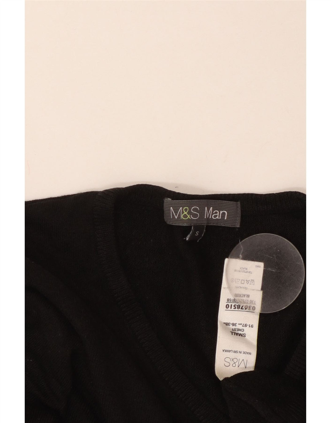 MARKS & SPENCER Pull Col V Homme Petit Noir Acrylique