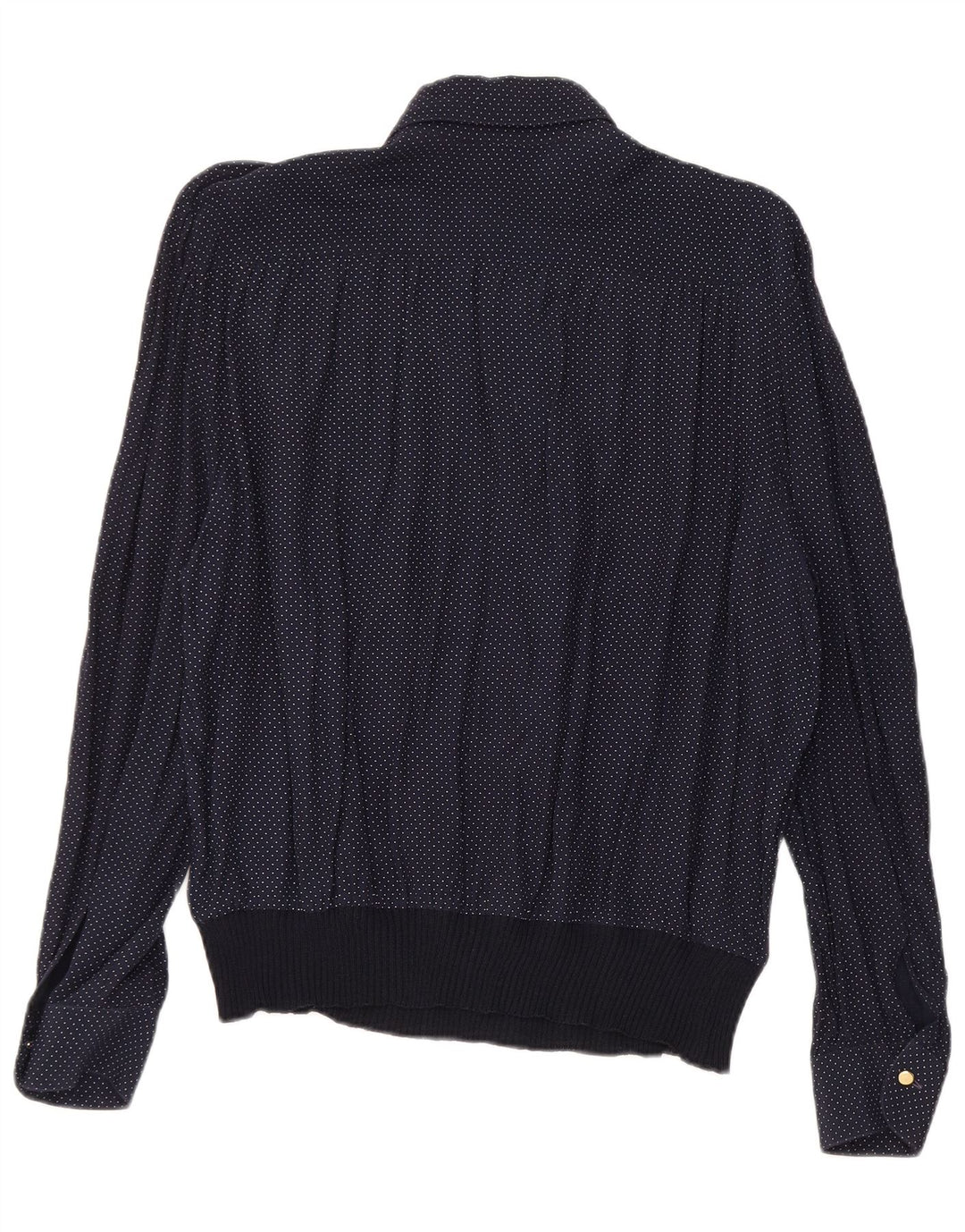 VINTAGE Chemisier Chemise Femme UK 16 Grande Viscose Tachée Bleu Marine