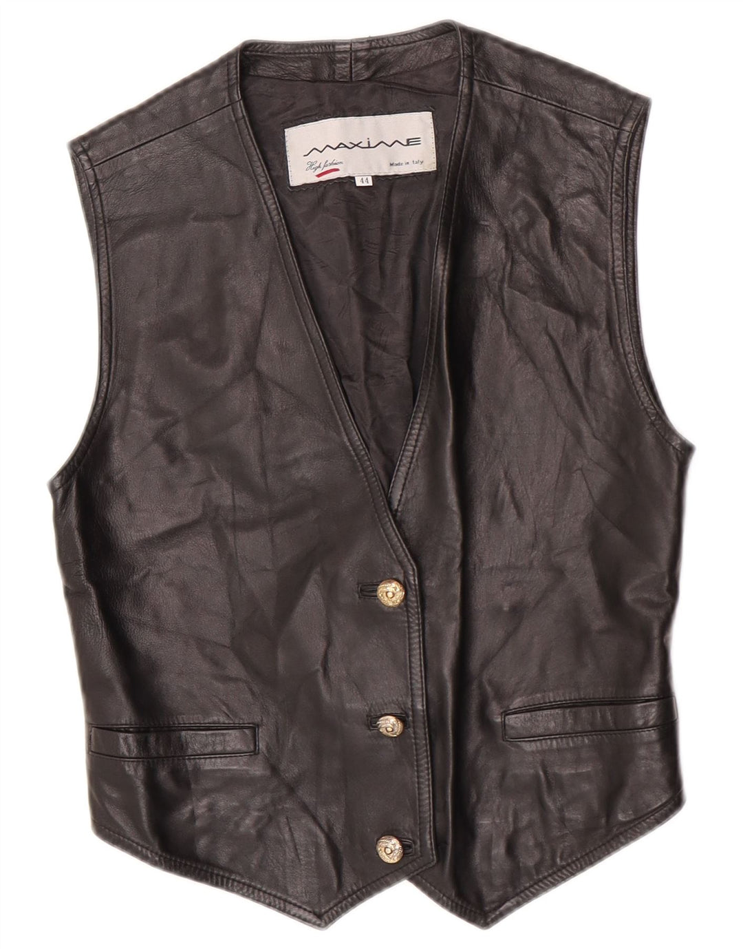Maxime Gilet court en cuir pour femme IT 44 Noir moyen