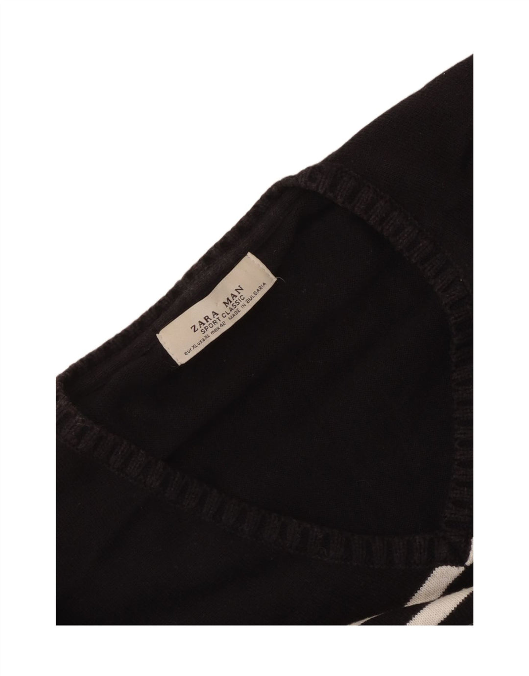 Zara Pull Col V Homme XL Noir Rayé