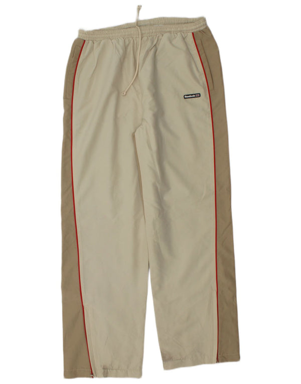 REEBOK Pantalon de survêtement pour femme UK 14 Large Beige Colourblock Polyester