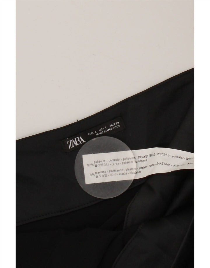 ZARA Femme Robe Courte Wrap Slip UK 12 Moyen Noir Polyester