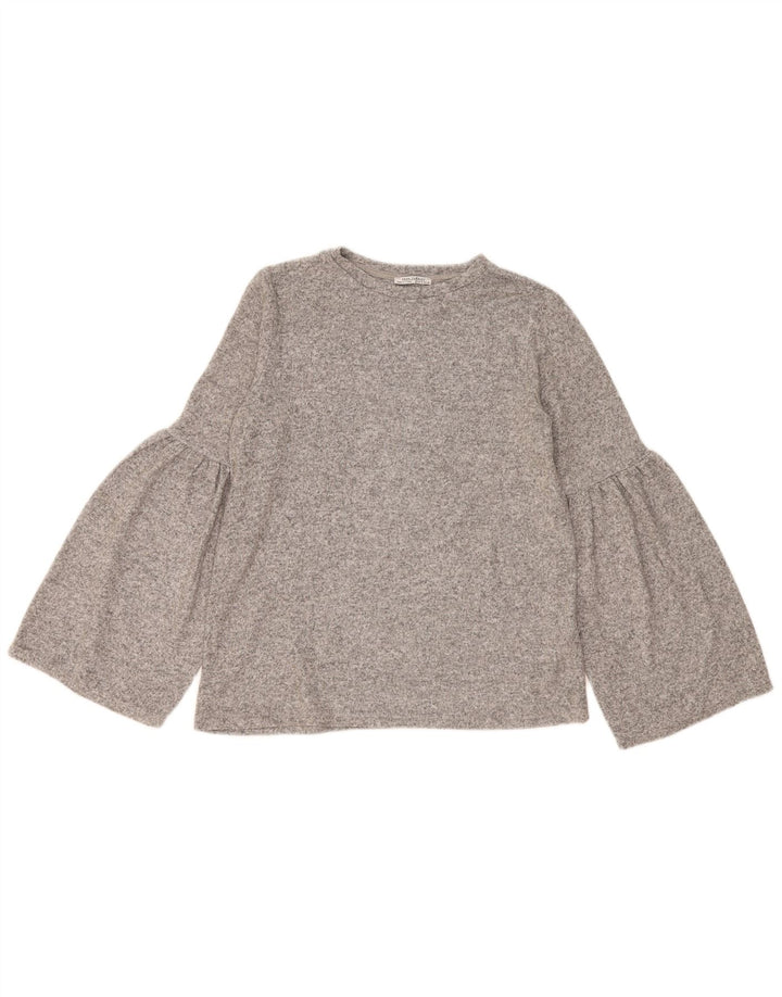 Zara Femme Trafaluc Haut Oversize Manches Longues UK 10 Petit Gris Moucheté