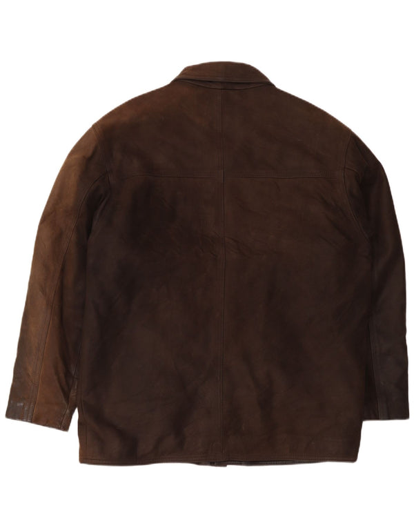 Marlboro Classics Veste en cuir coupe régulière pour homme UK 40 Large Marron Classique