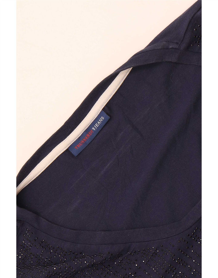 Trussardi Jeans T-Shirt Femme UK 14 Bleu Marine Moyen