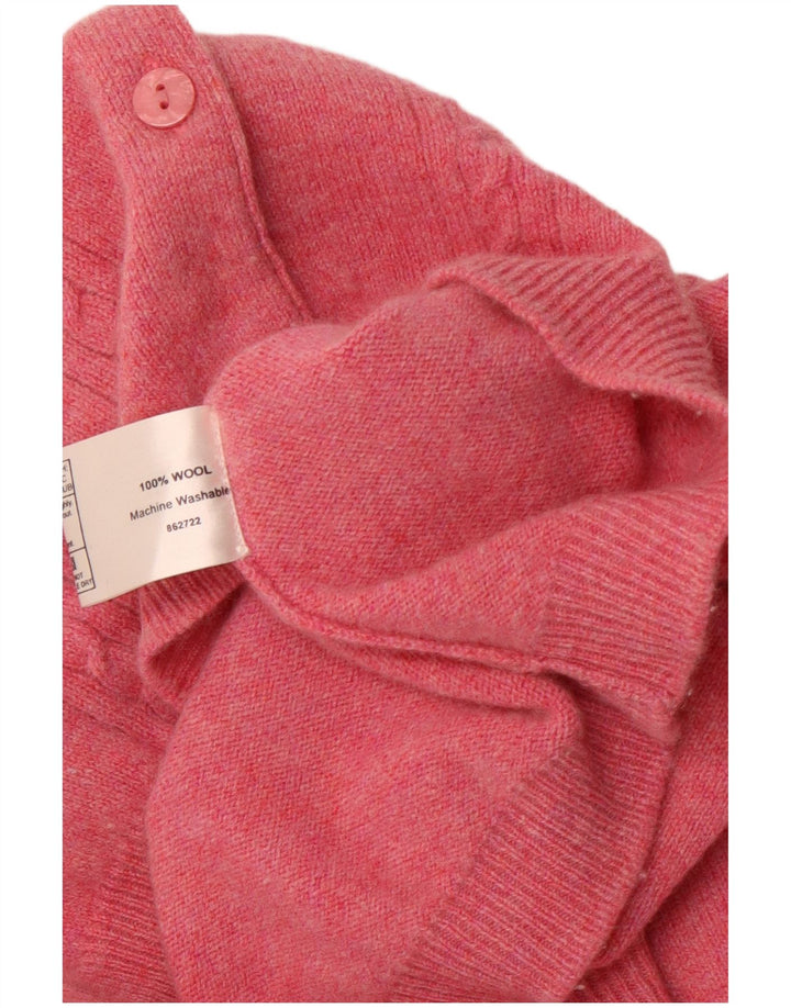 VINTAGE Femme Cardigan Pull UK 16 Grande Laine Rose