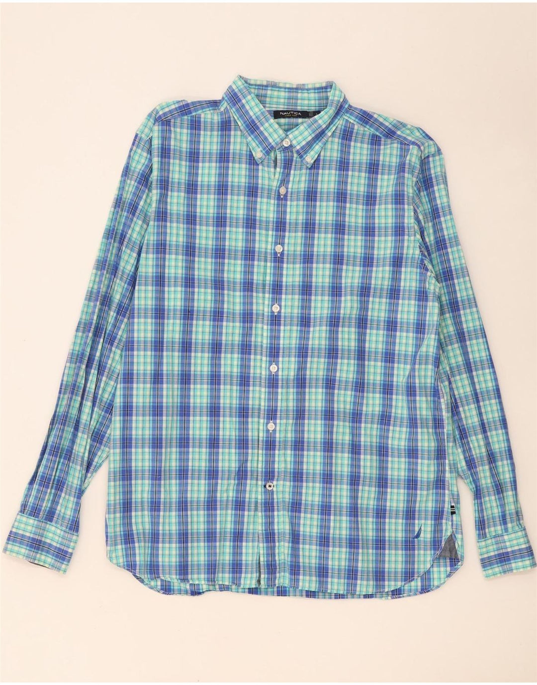 Nautica Chemise Homme Grand Carreau Bleu Coton
