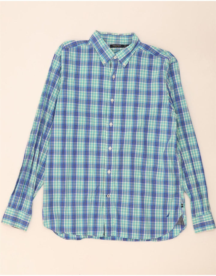 Nautica Chemise Homme Grand Carreau Bleu Coton