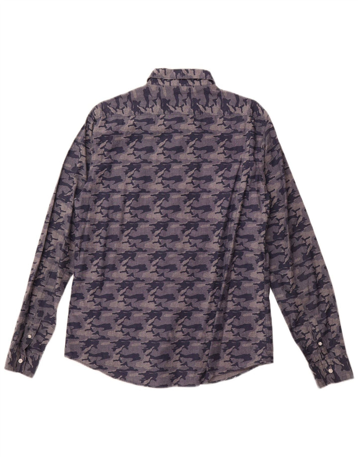 Sun68 Chemise Homme Large Bleu Marine Camouflage Coton