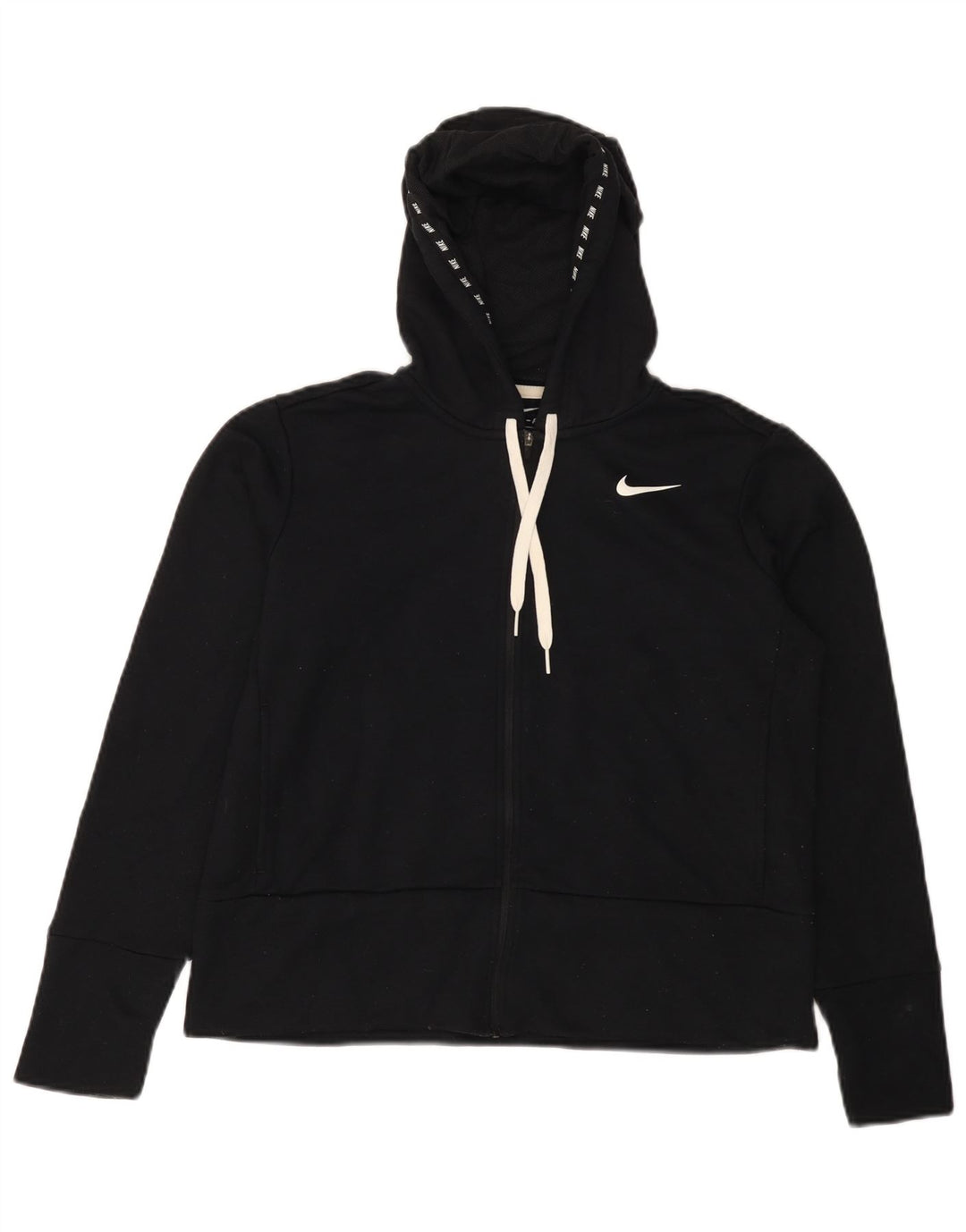 NIKE Pull à capuche zippé surdimensionné Dri Fit pour femme UK 10 Petit Noir