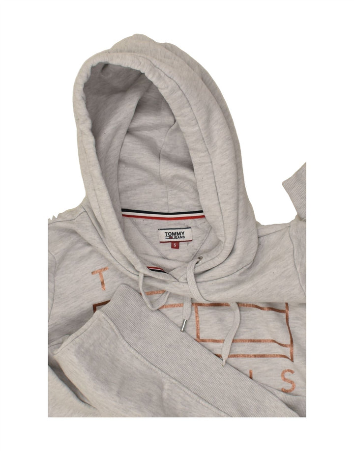 TOMMY HILFIGER Womens Loose Fit Graphic Hoodie Jumper UK 10 Small Grey | Vintage Tommy Hilfiger | Thrift | Second-Hand Tommy Hilfiger | Used Clothing | Messina Hembry 