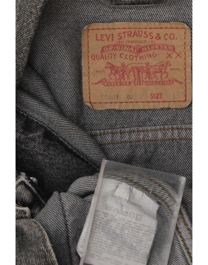 Levi's Veste en jean pour homme UK 40 Large Gris Coton