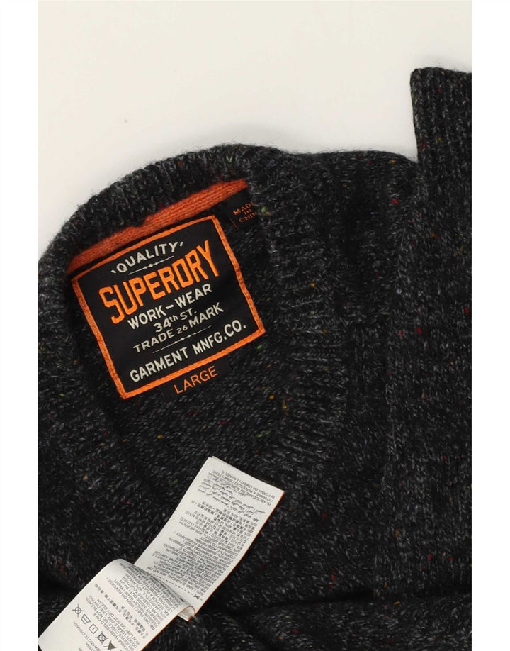 Superdry Pull ras du cou pour homme en laine mouchetée gris grand