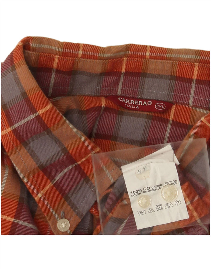 Carrera Chemise en flanelle pour homme 2XL en coton à carreaux orange