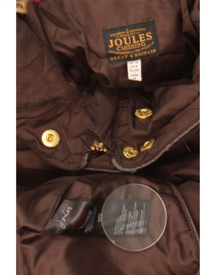 JOULES Manteau rembourré à capuche pour femme UK 10 Petit Marron Polyester