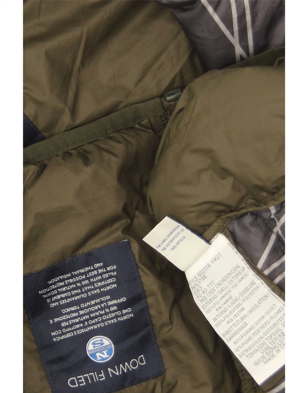 North Sails Veste matelassée à capuche pour homme UK 40 Large Kaki Polyamide