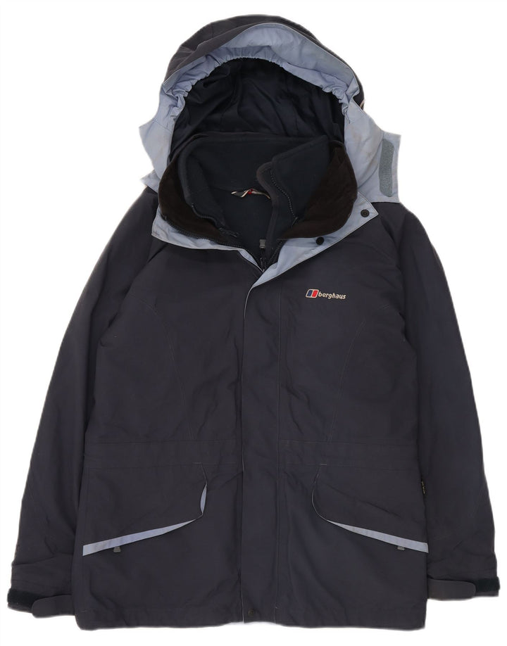 BERGHAUS Veste coupe-vent à capuche surdimensionnée pour femme UK 12 Bleu marine moyen