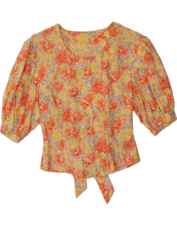VINTAGE Femme 1/2 Manches Chemise Blouse UK 10 Petit Floral Multicolore