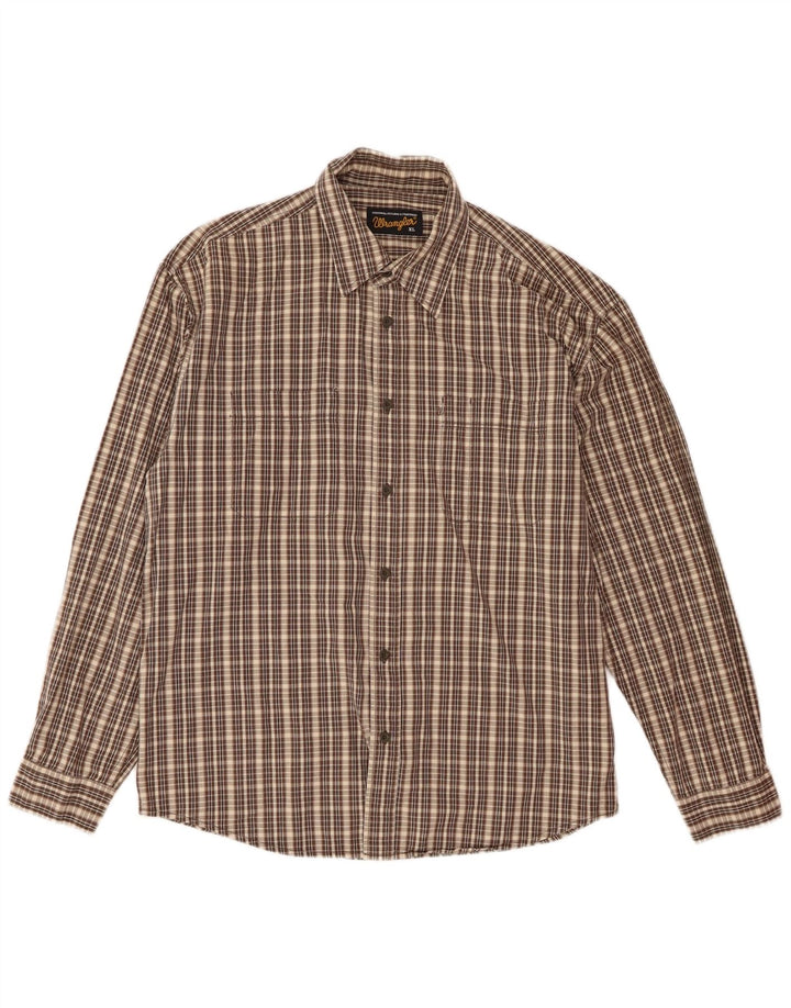Wrangler Chemise en flanelle pour homme XL en coton à carreaux marron