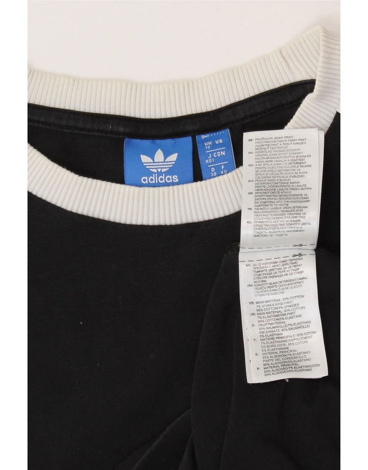 Adidas Haut à manches longues pour femme UK 12 Coton noir moyen