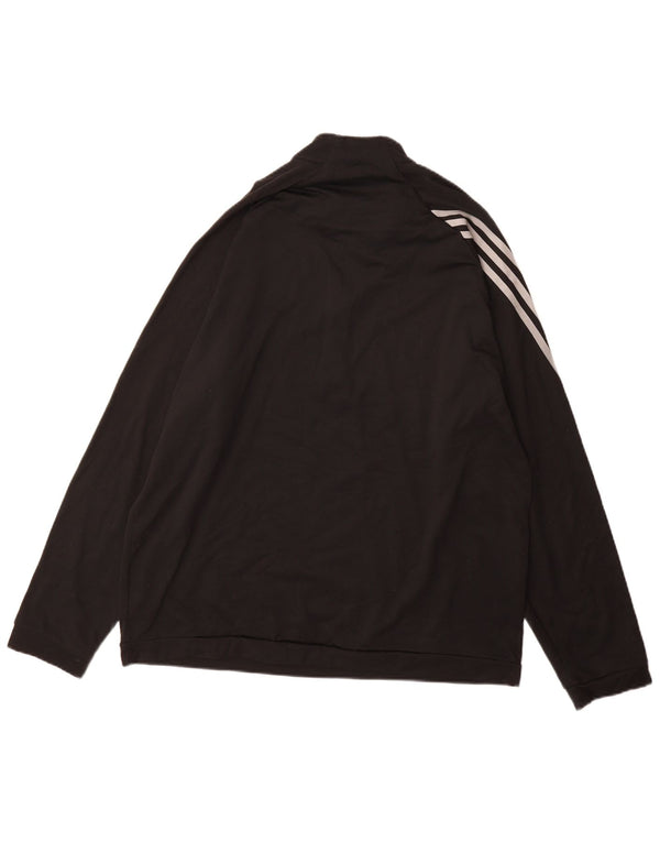 Adidas Pull à col zippé pour homme Haut de survêtement Large Noir Polyester