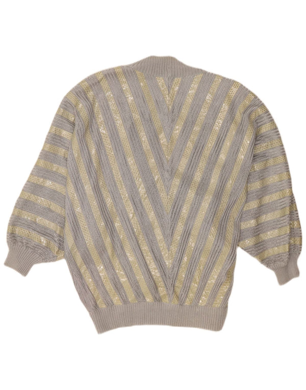 Hettabretz Femmes Batwing Cardigan Pull UK 18 XL Gris Animal Imprimé Soie