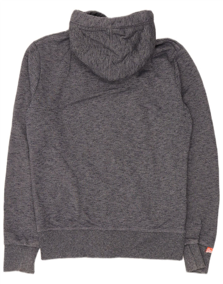 SUPERDRY Pull à capuche zippé pour homme en coton moucheté bleu marine moyen