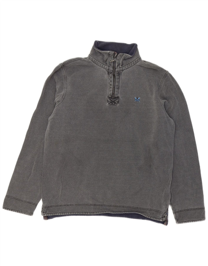 Crew Clothing Sweat-shirt à col zippé pour homme en coton gris moyen