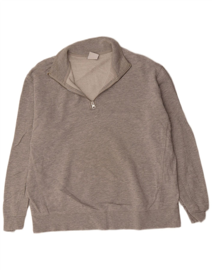 Zara Sweat-shirt à col zippé pour homme, grand gris