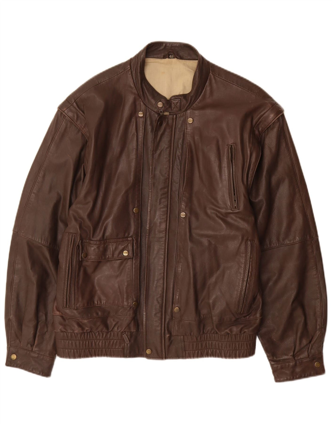 VINTAGE Veste en cuir homme IT 48 Cuir marron moyen