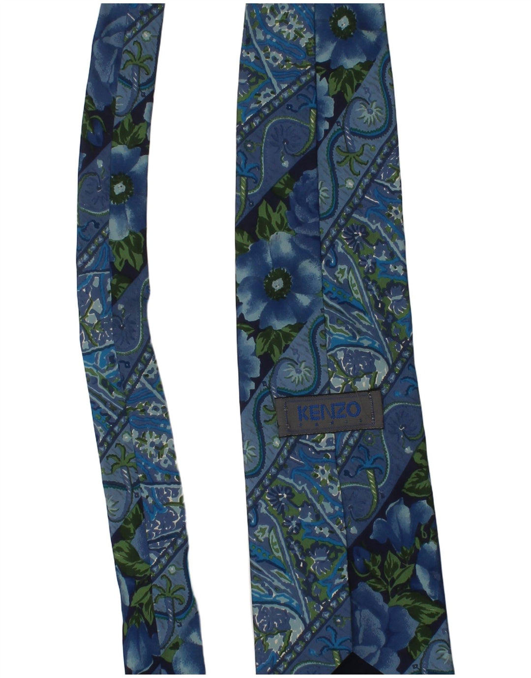 Kenzo Cravate Homme Taille Unique Bleu Floral Soie Designer