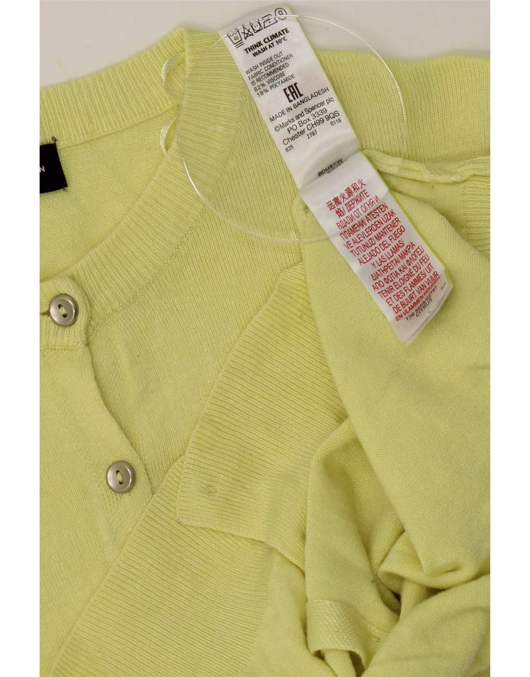 Marks & Spencer Pull Cardigan Femme UK 12 Viscose Jaune Moyen