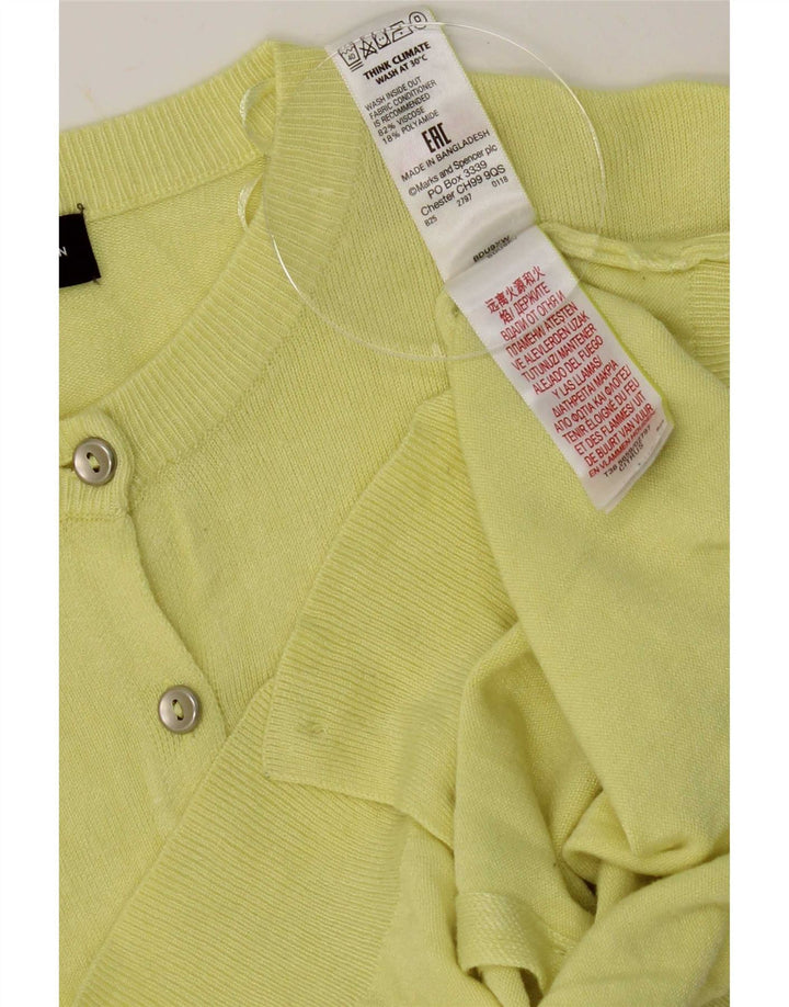 Marks & Spencer Pull Cardigan Femme UK 12 Viscose Jaune Moyen