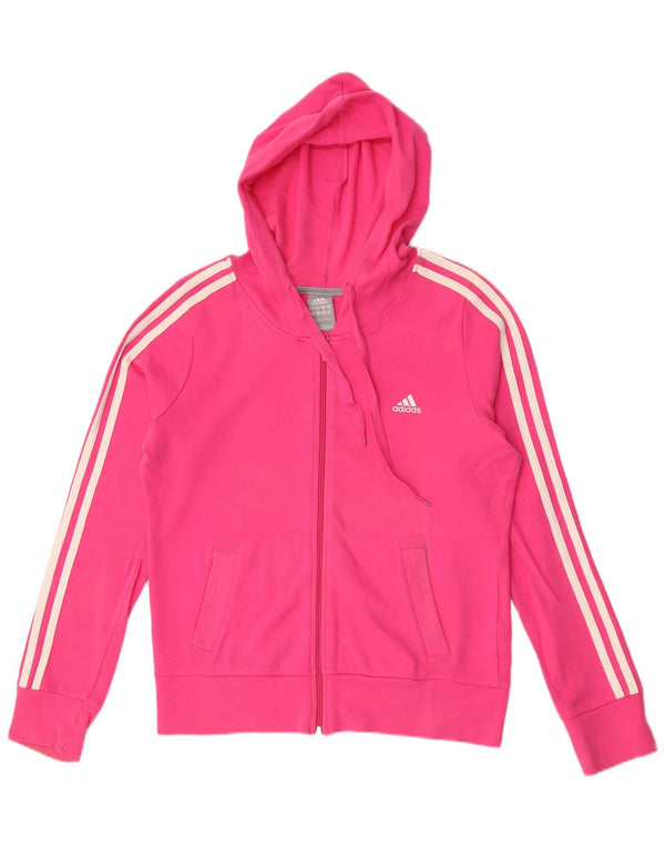Adidas Pull à capuche zippé pour femme UK 14 Coton rose moyen