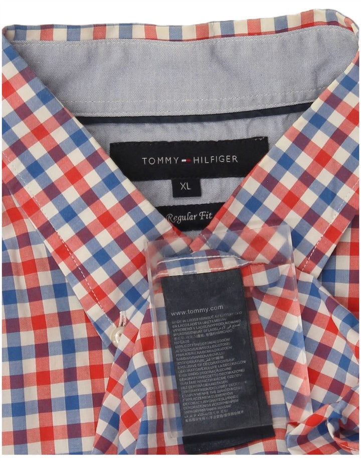 Tommy Hilfiger Chemise à manches courtes XL en coton à carreaux multicolores pour homme