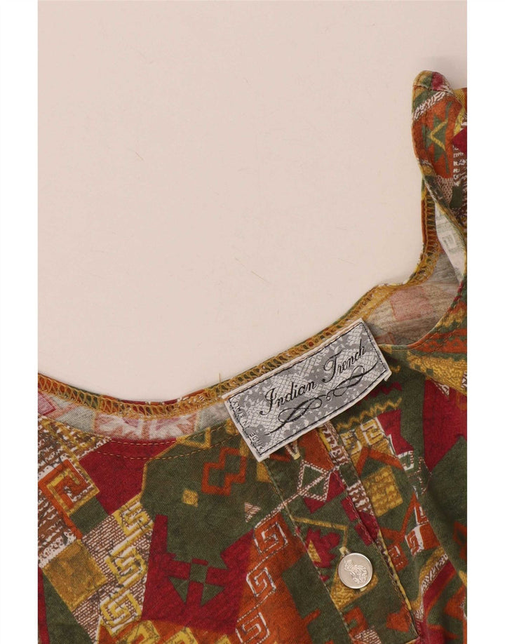 vintage Womens Crop Vest Top UK 10 Petit Géométrique Multicolore