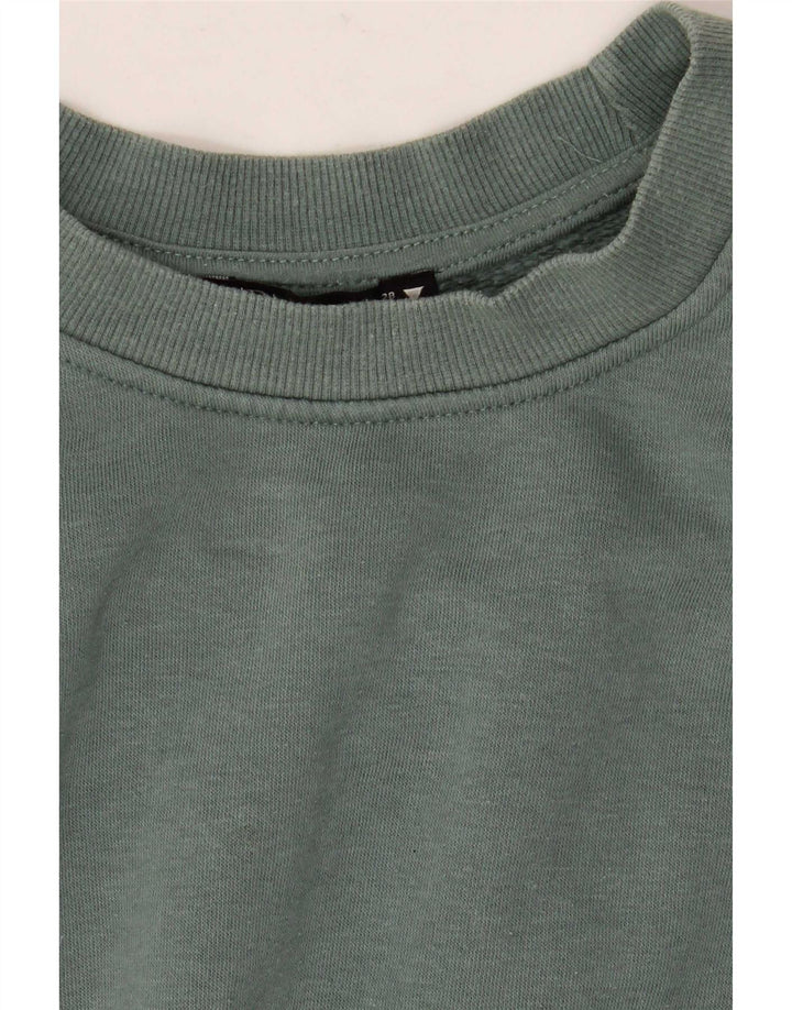 Zara Womens Crop Oversize Sweatshirt Jumper UK 14 Moyen Vert Coton