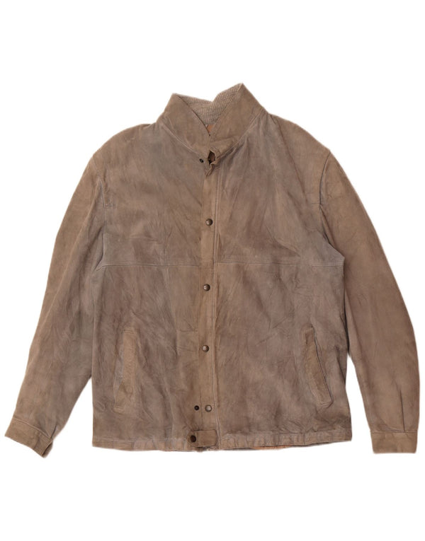 veste en daim homme vintage UK 38 gris moyen
