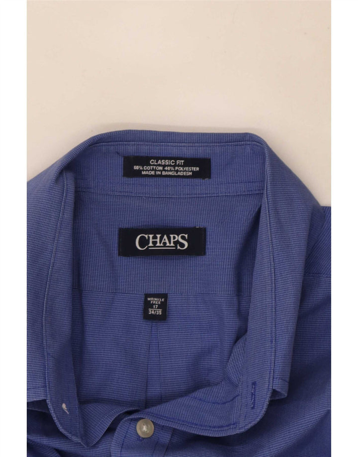Chaps Chemise coupe classique pour homme Taille 17 XL Bleu Pied-de-poule Coton