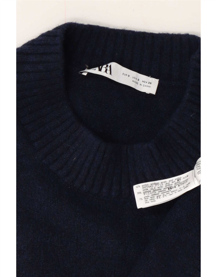 Zara Pull surdimensionné à col rond pour femme UK 10 Petit Bleu marine