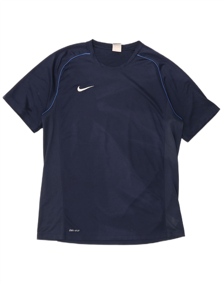 Nike Hommes Dri Fit T-Shirt Haut XL Bleu Marine Polyester