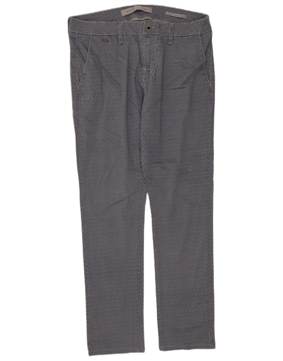 GUESS Pantalon Chino Skinny Daniel Homme W33 L29 Bleu Géométrique