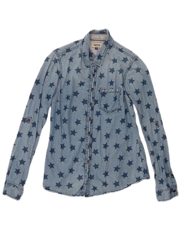 Tommy Hilfiger Chemise en jean à motif abstrait pour femme UK 6 XS Bleu