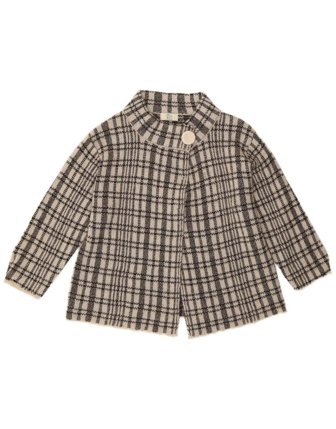 vintage Femmes 3/4 Manches Cardigan Pull UK 12 Medium Blue Check