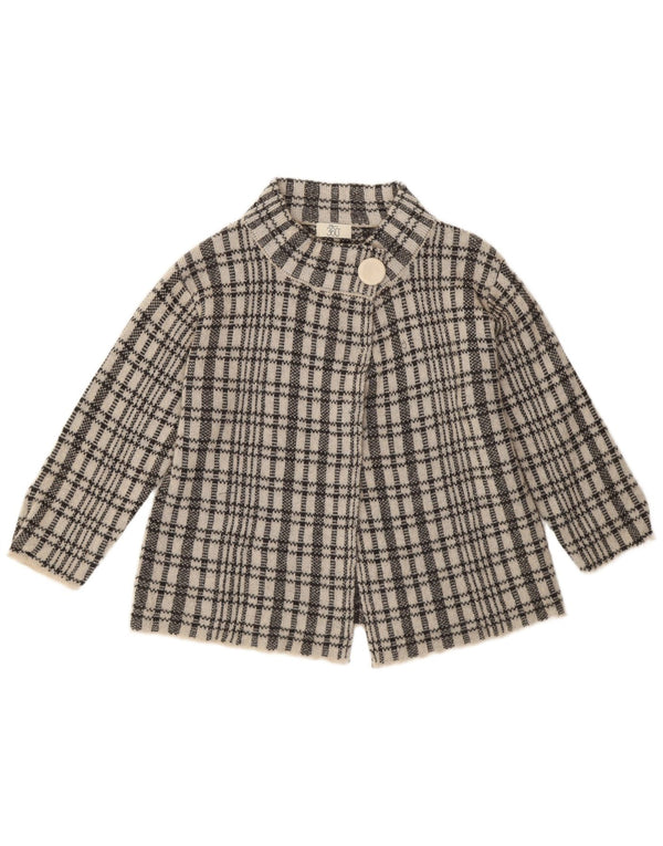 vintage Femmes 3/4 Manches Cardigan Pull UK 12 Medium Blue Check